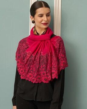 flower embroidered wool stole