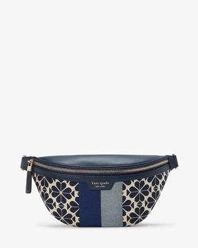 flower jacquard stripe medium belt bag