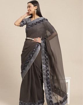 flower lace border saree