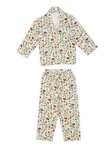 flower print cotton flannel long sleeve kid's night suit