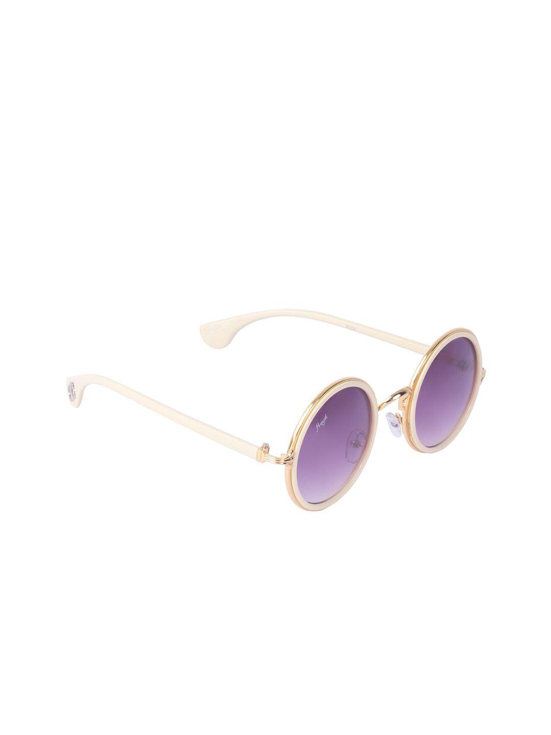 floyd unisex purple lens & gold-toned round sunglasses - z2109_wht_gry-white