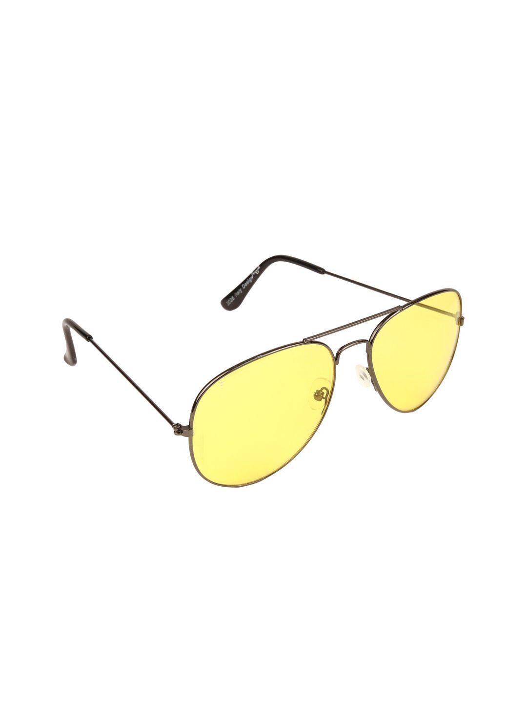 floyd unisex yellow lens & gunmetal-toned aviator sunglasses with uv protected lens m123