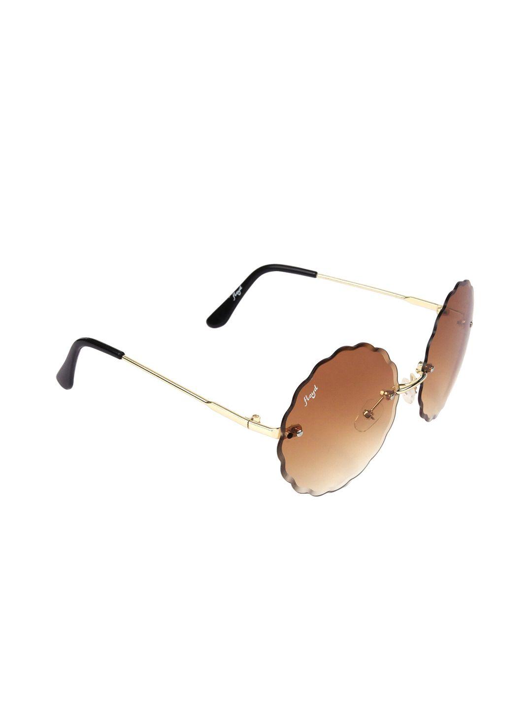 floyd women brown lens & gold-toned round sunglasses with uv protected lens