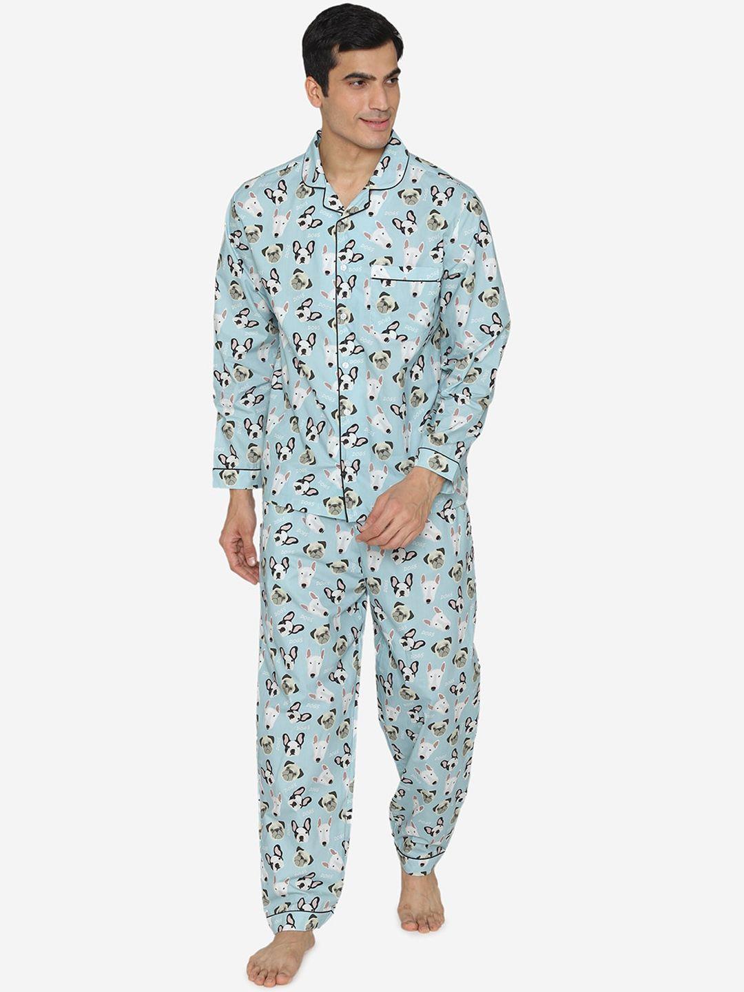 fluffalump conversational printed pure cotton night suit