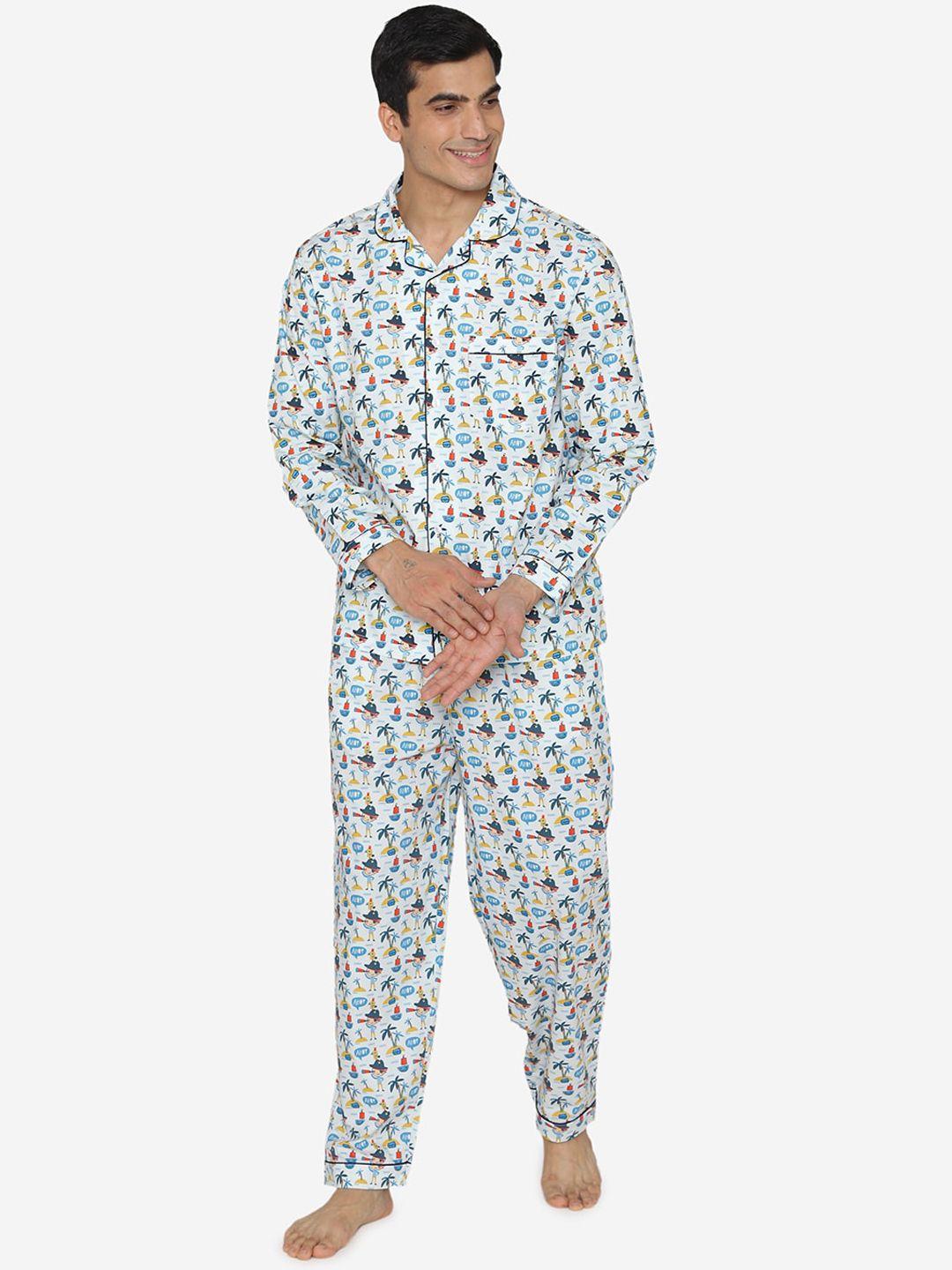 fluffalump conversational printed pure cotton night suit