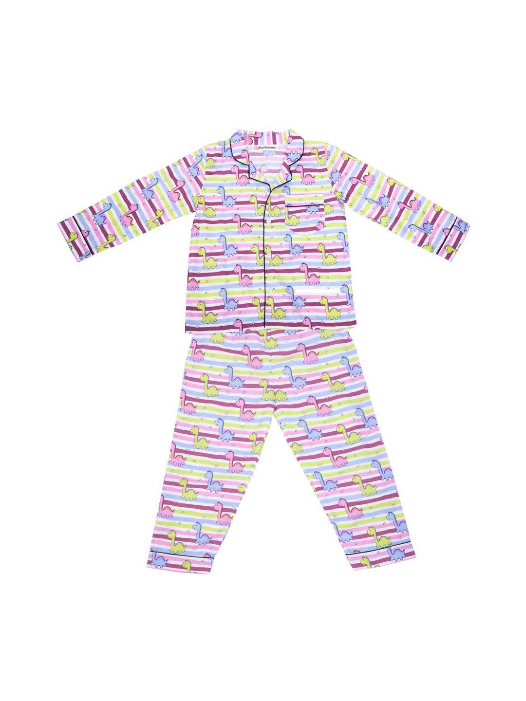 fluffalump infants kids conversational printed pure cotton night suit