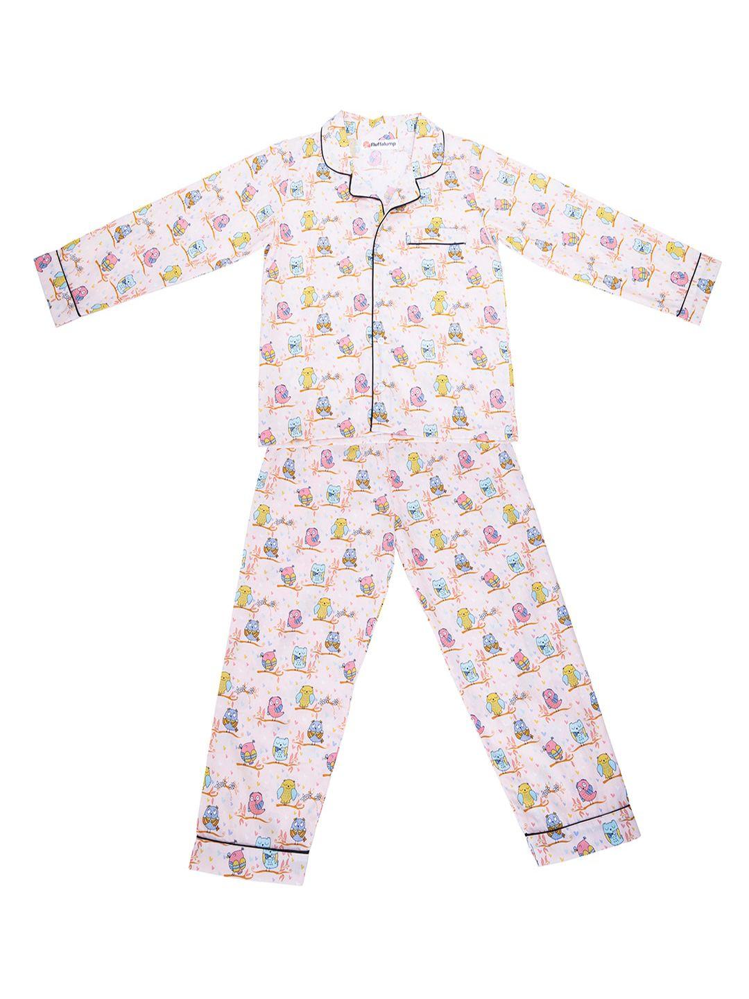 fluffalump infants kids conversational printed pure cotton night suit