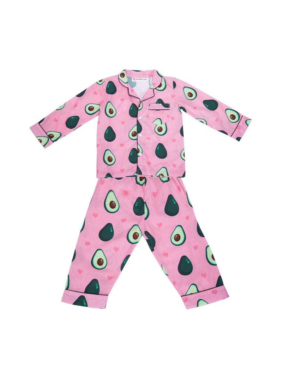 fluffalump infants kids conversational printed pure cotton night suit
