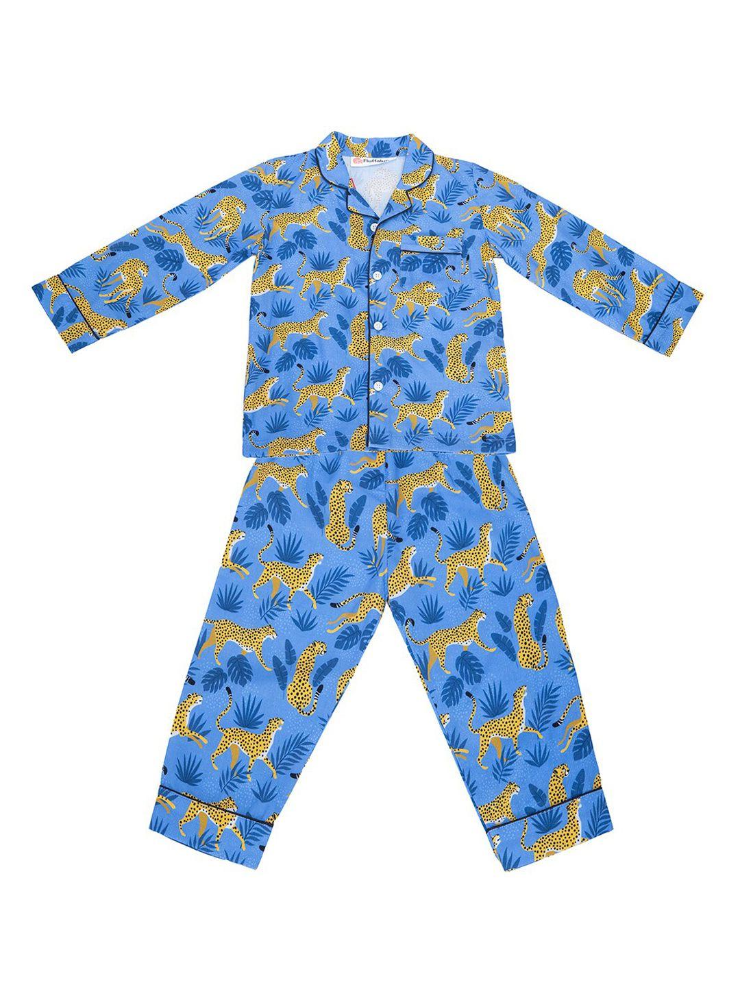 fluffalump kids conversational printed pure cotton night suit