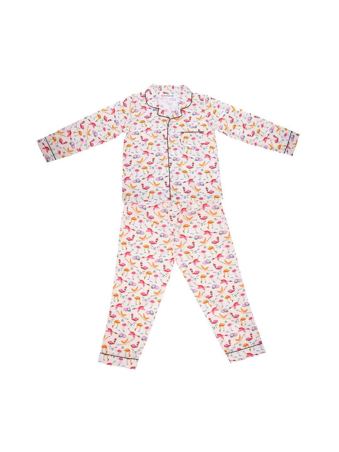 fluffalump kids conversational printed pure cotton night suit