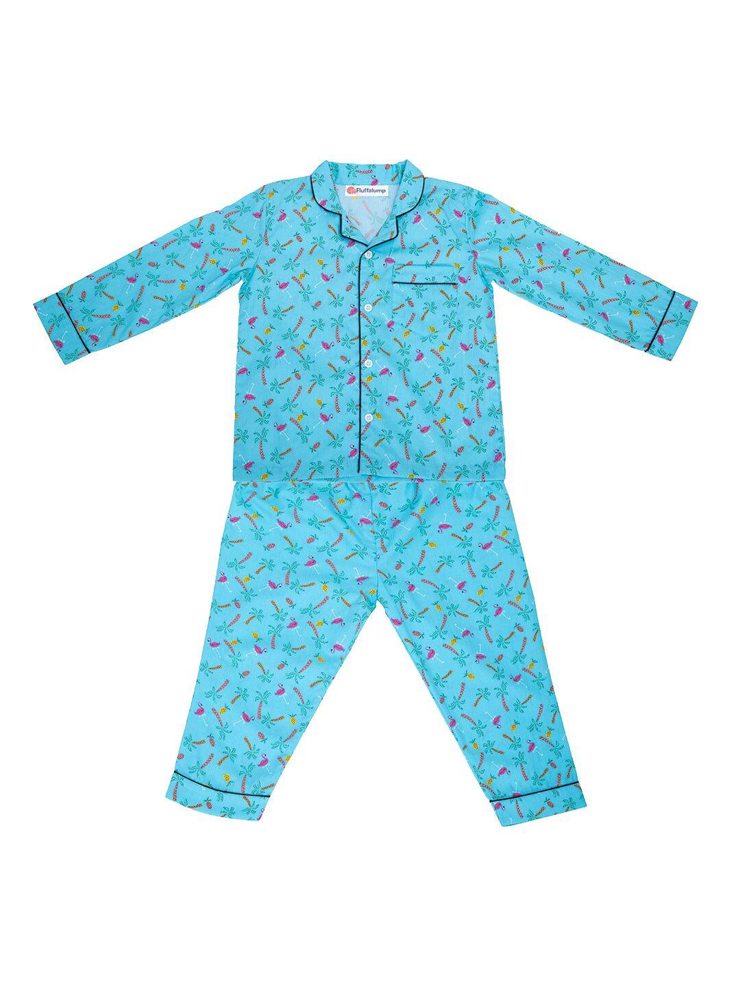 fluffalump kids conversational printed pure cotton night suit
