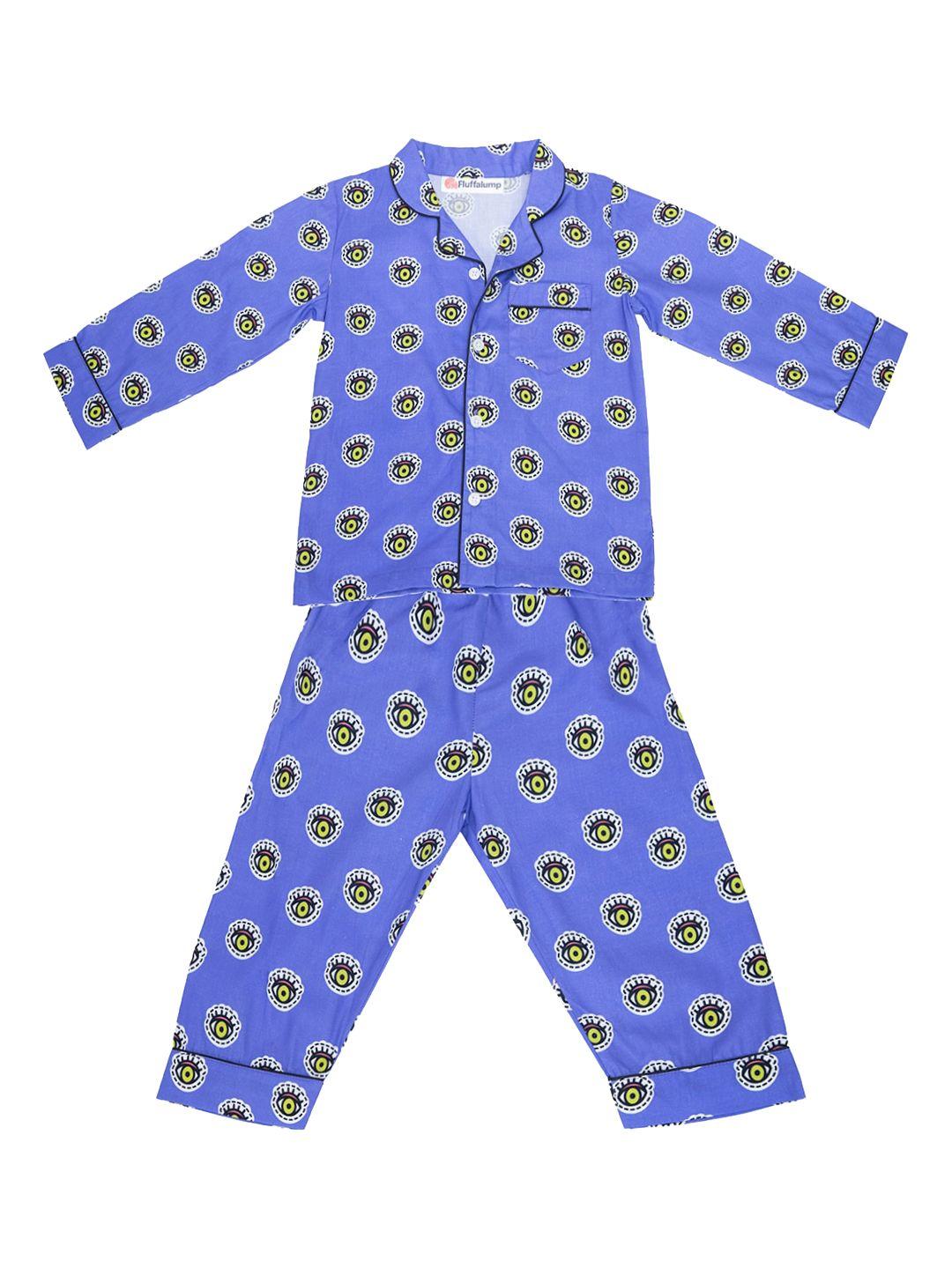 fluffalump kids conversational printed pure cotton night suit