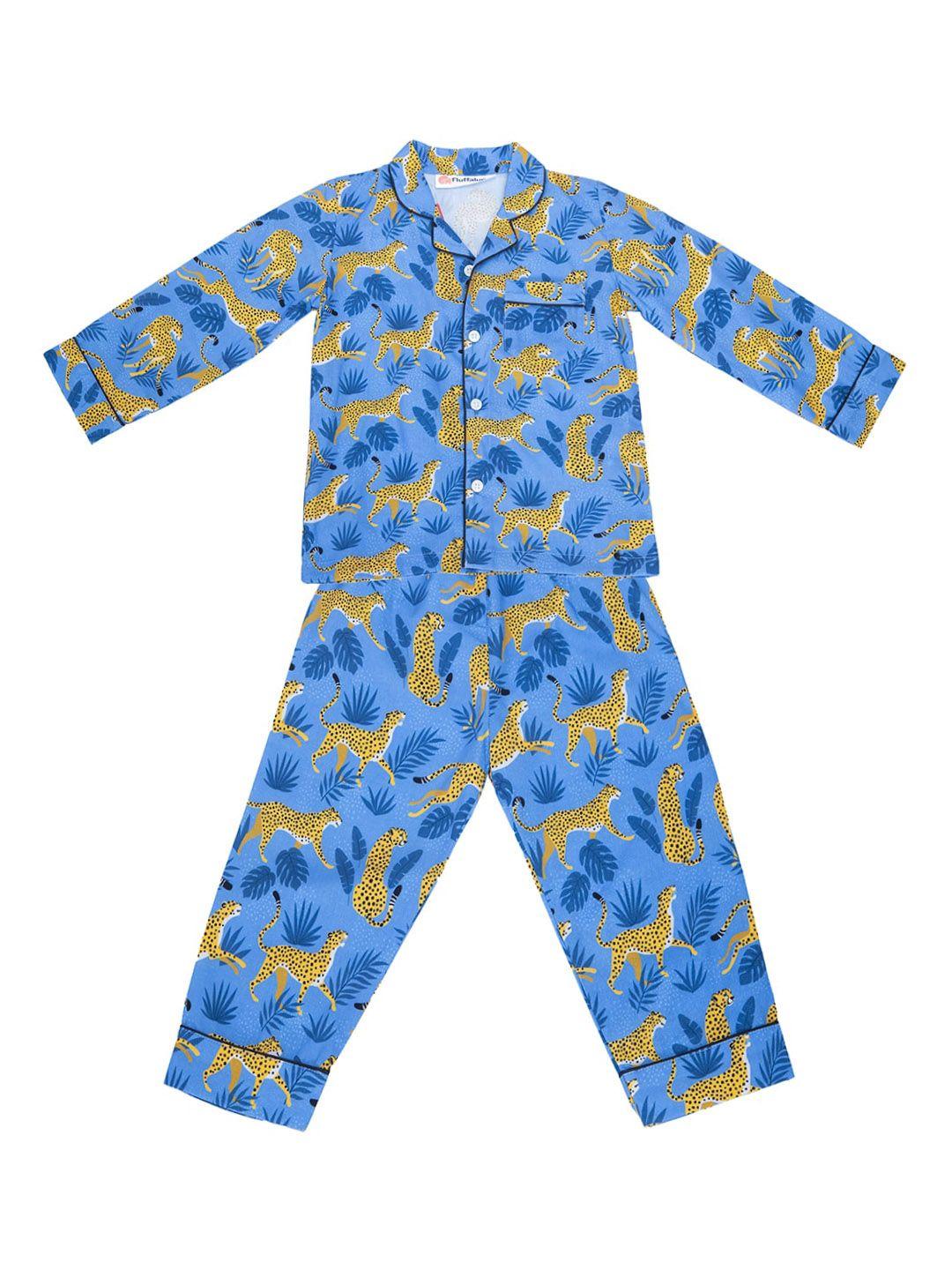 fluffalump kids floral printed pure cotton night suit