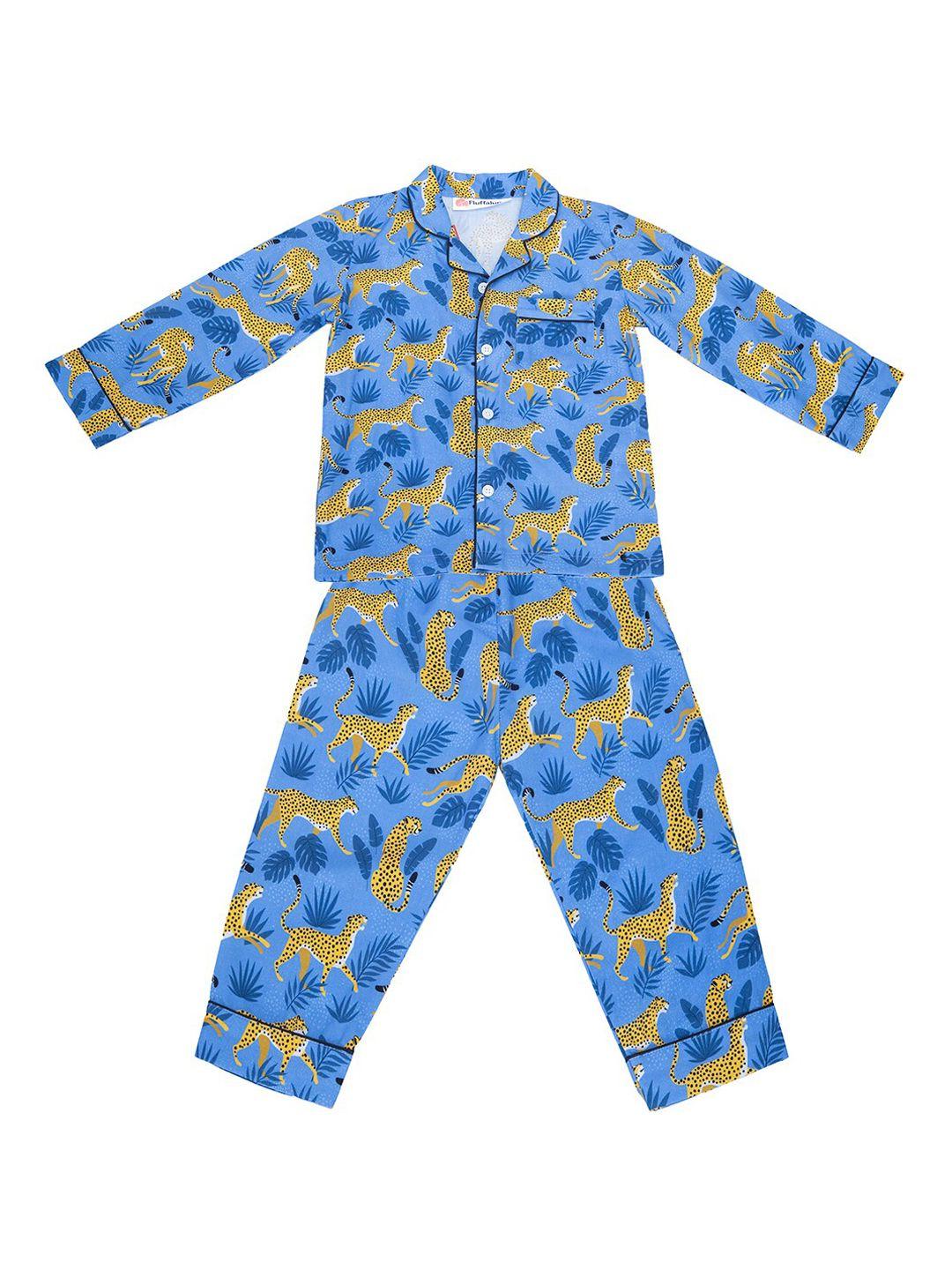 fluffalump kids floral printed pure cotton night suit