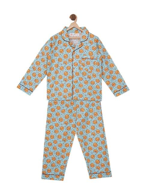 fluffalump kids multicolor cotton printed nightwear top & pants set