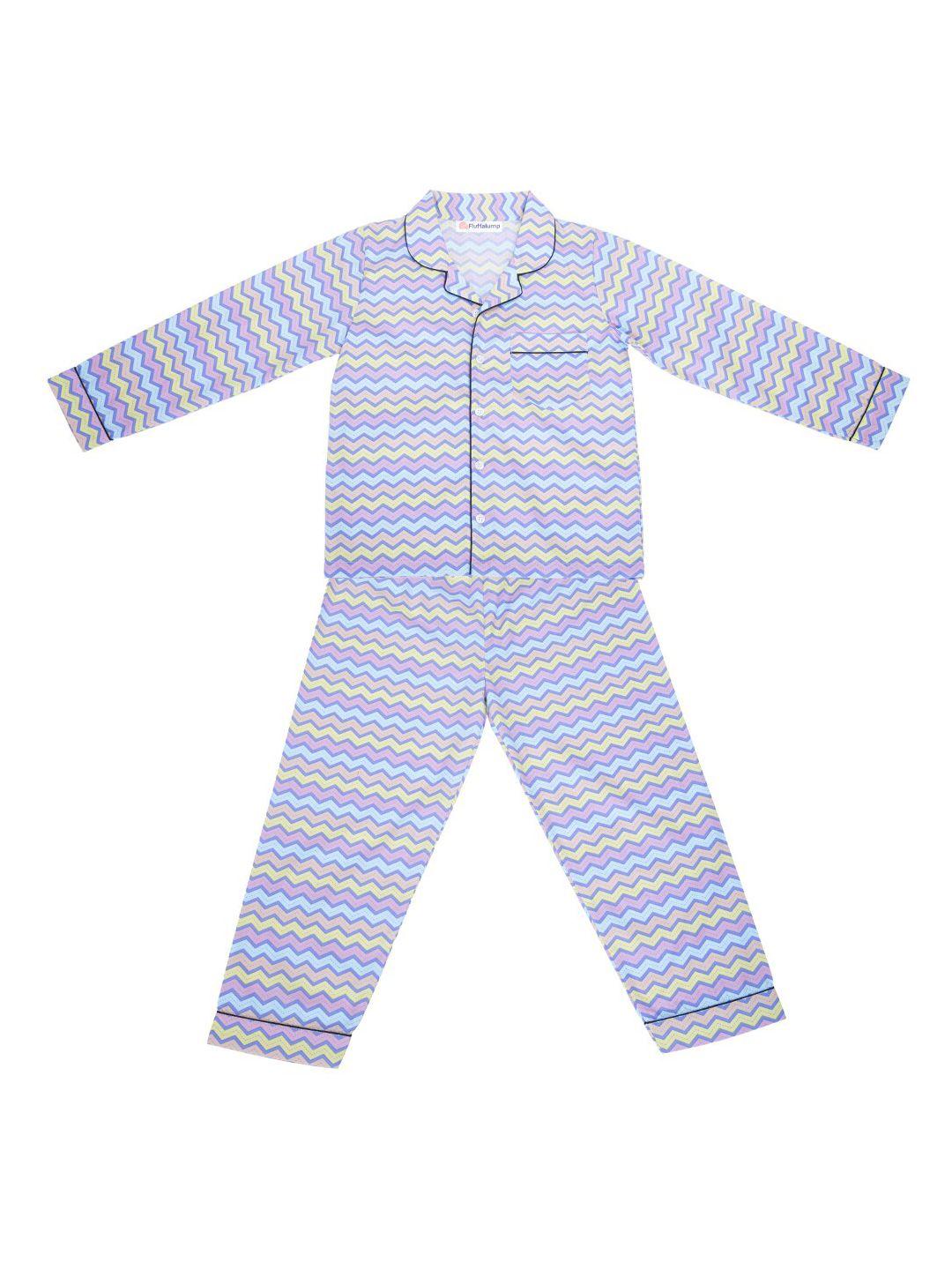 fluffalump kids striped pure cotton night suit
