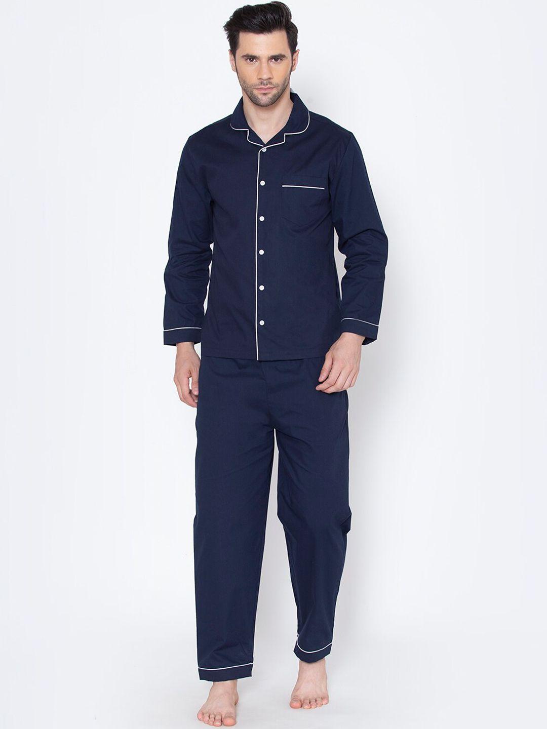 fluffalump men navy blue & white night suit