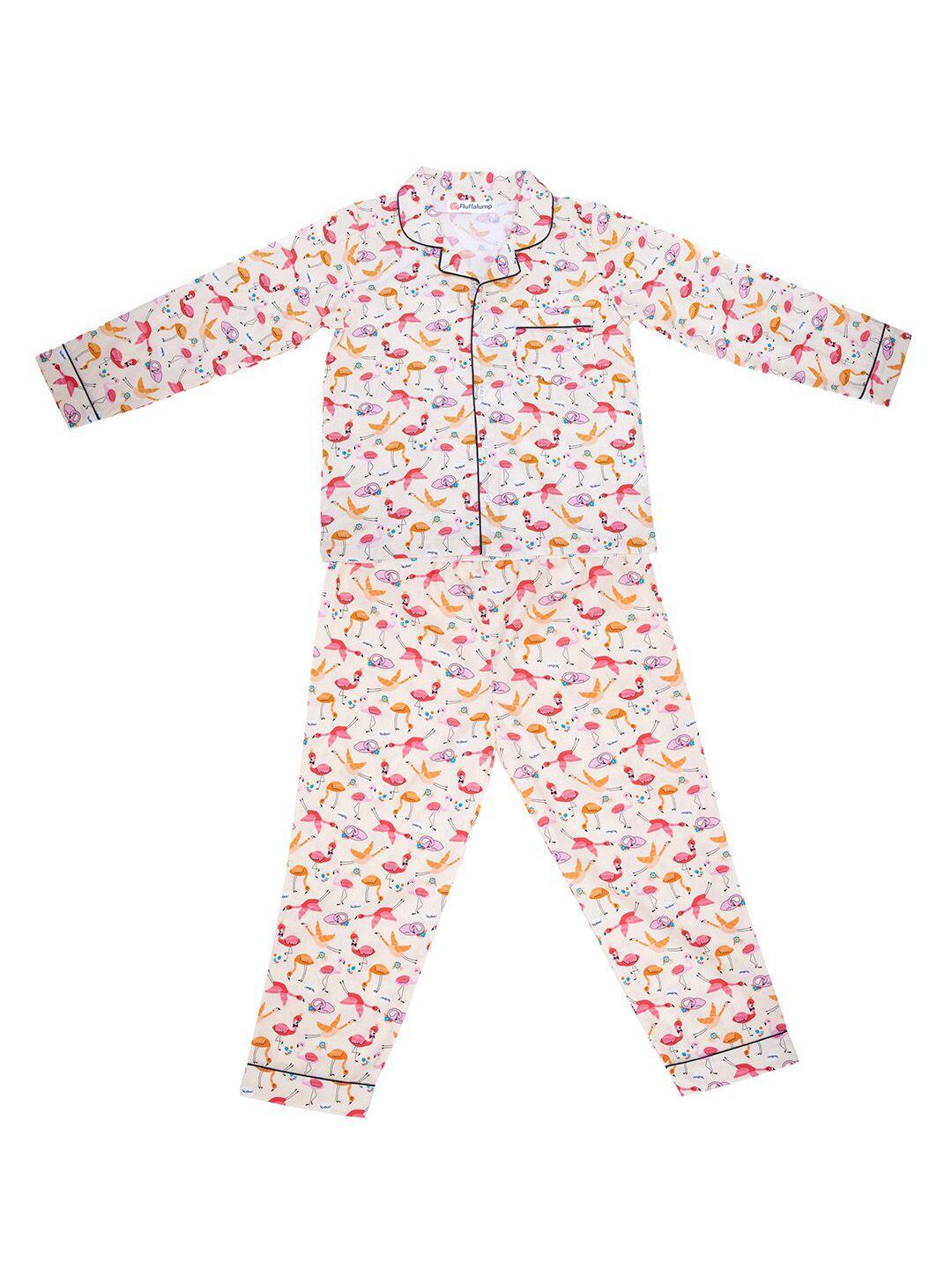 fluffalump unisex kids conversational printed pure cotton night suit