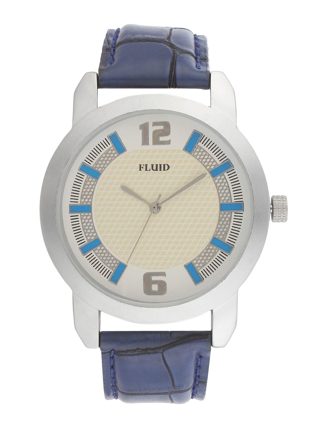 fluid men leather straps analogue watch fl23-742g-wh01