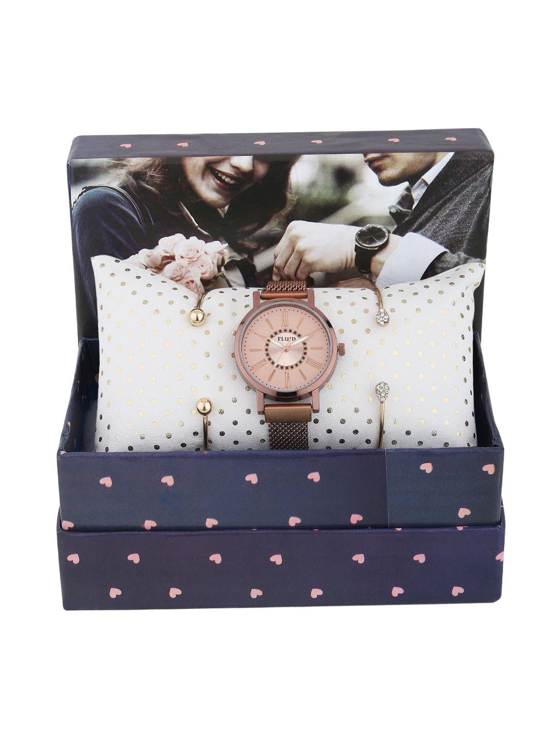 fluid women copper solid watch gift set fl-watch gift set-26
