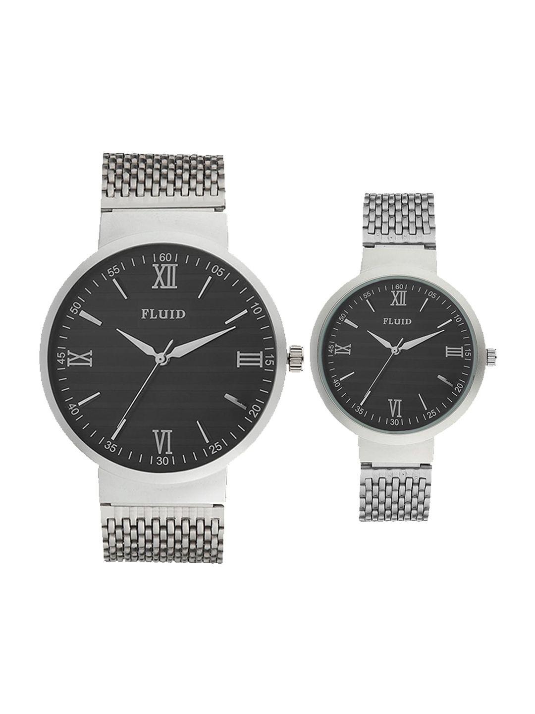 fluid his & her black bracelet style straps analogue watch fl-811pr-bk01
