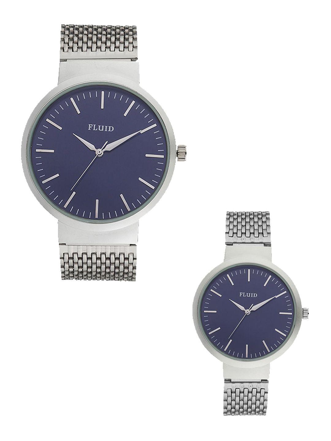 fluid his & her blue bracelet style straps analogue watch fl-810pr-bl01