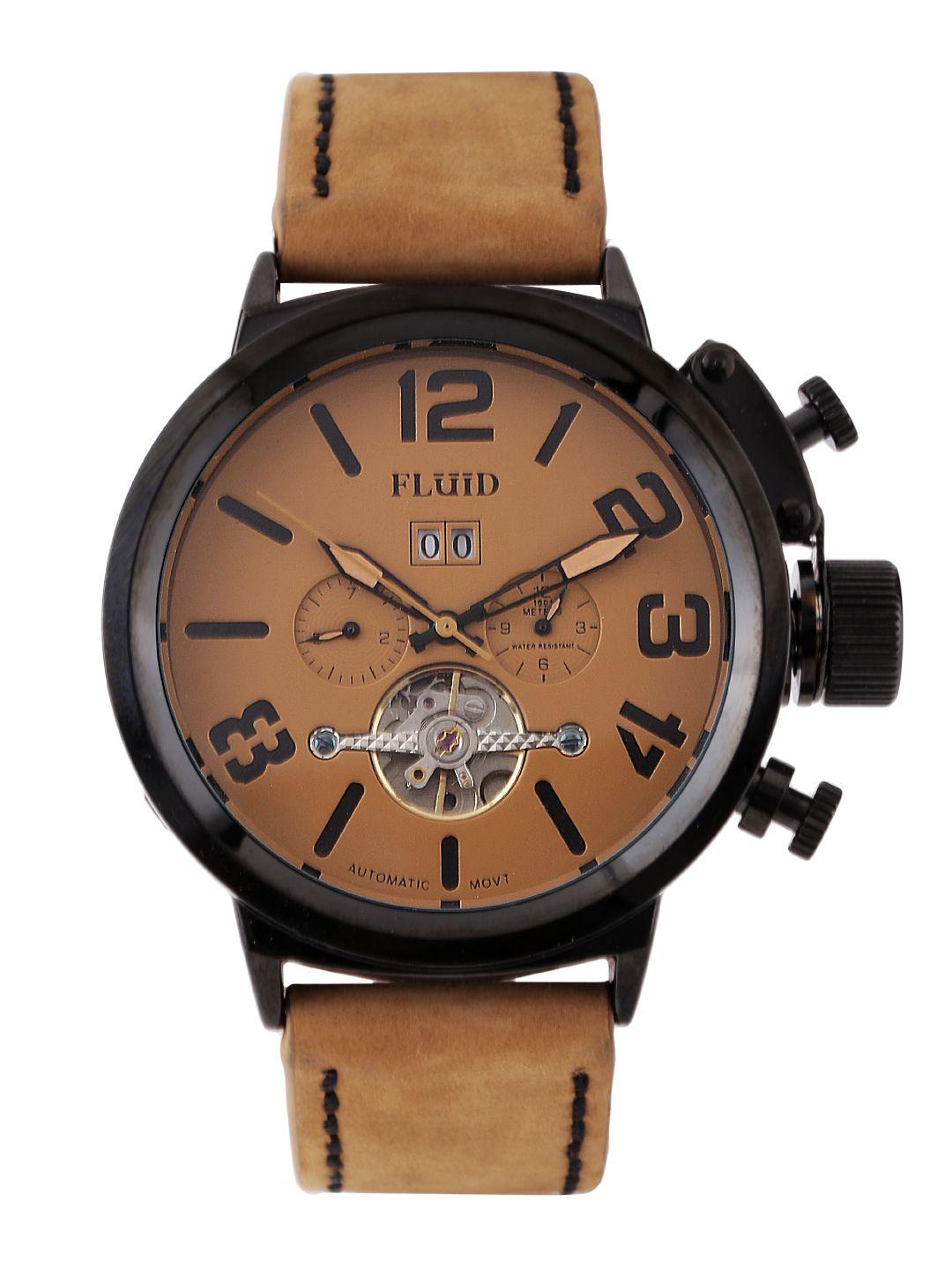 fluid men brown dial watch fl158