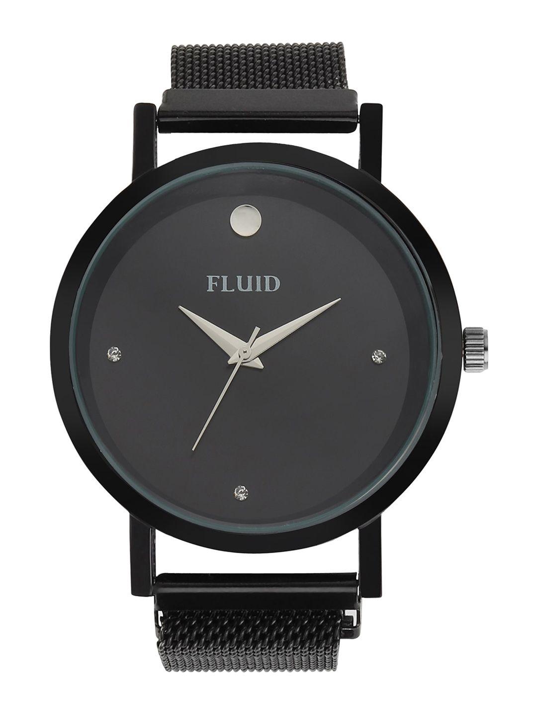fluid men embellished dial & bracelet style straps analogue watch fl23-816g-bk01