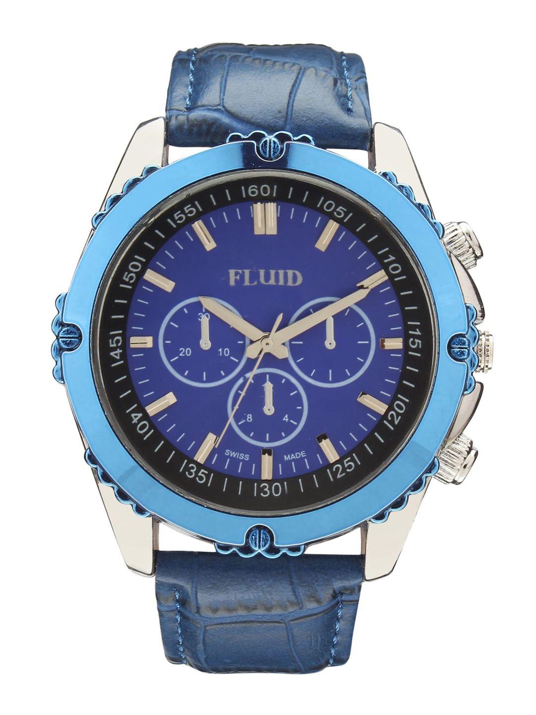 fluid men leather straps analogue watch fl23-909-bl01