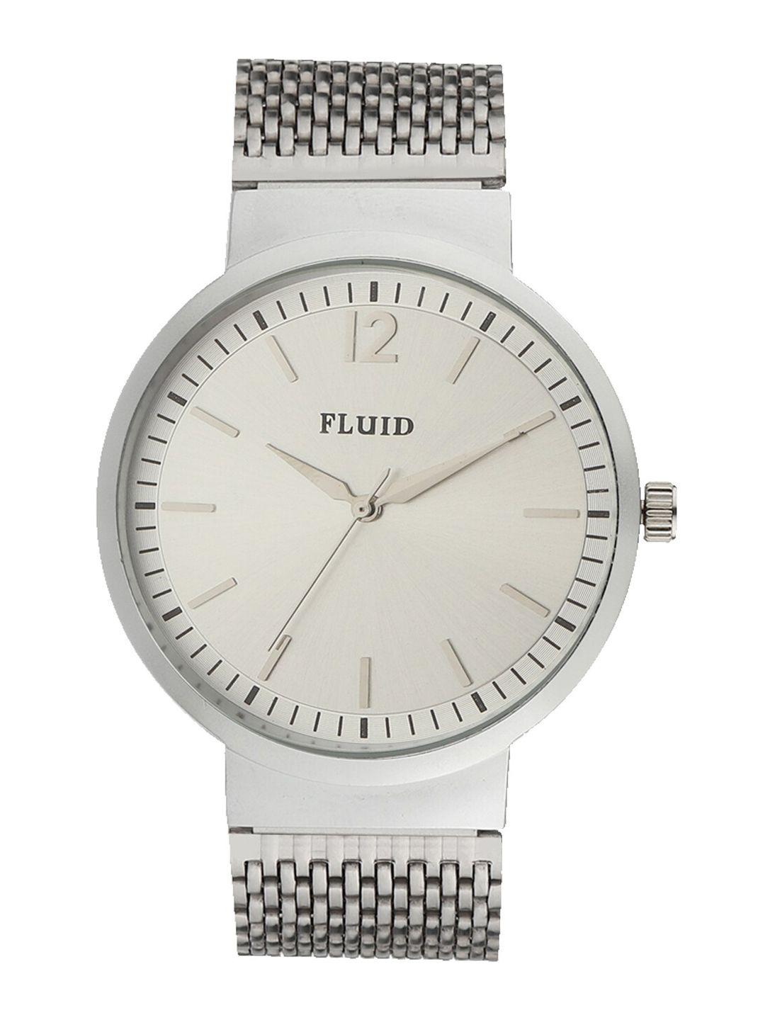 fluid men silver-toned dial & silver toned bracelet style straps analogue watch fl-813g-sl01