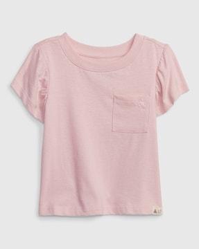 flutter sleeve t-shirt with patch pocket