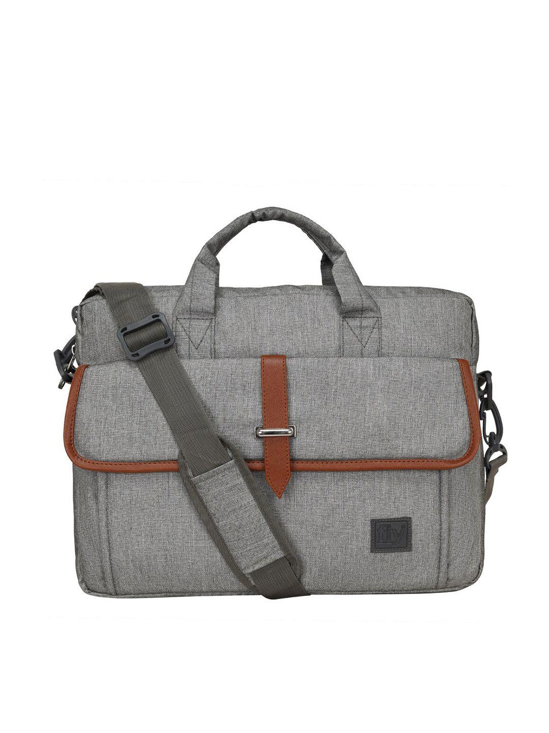 fly fashion unisex grey & brown textured laptop bag