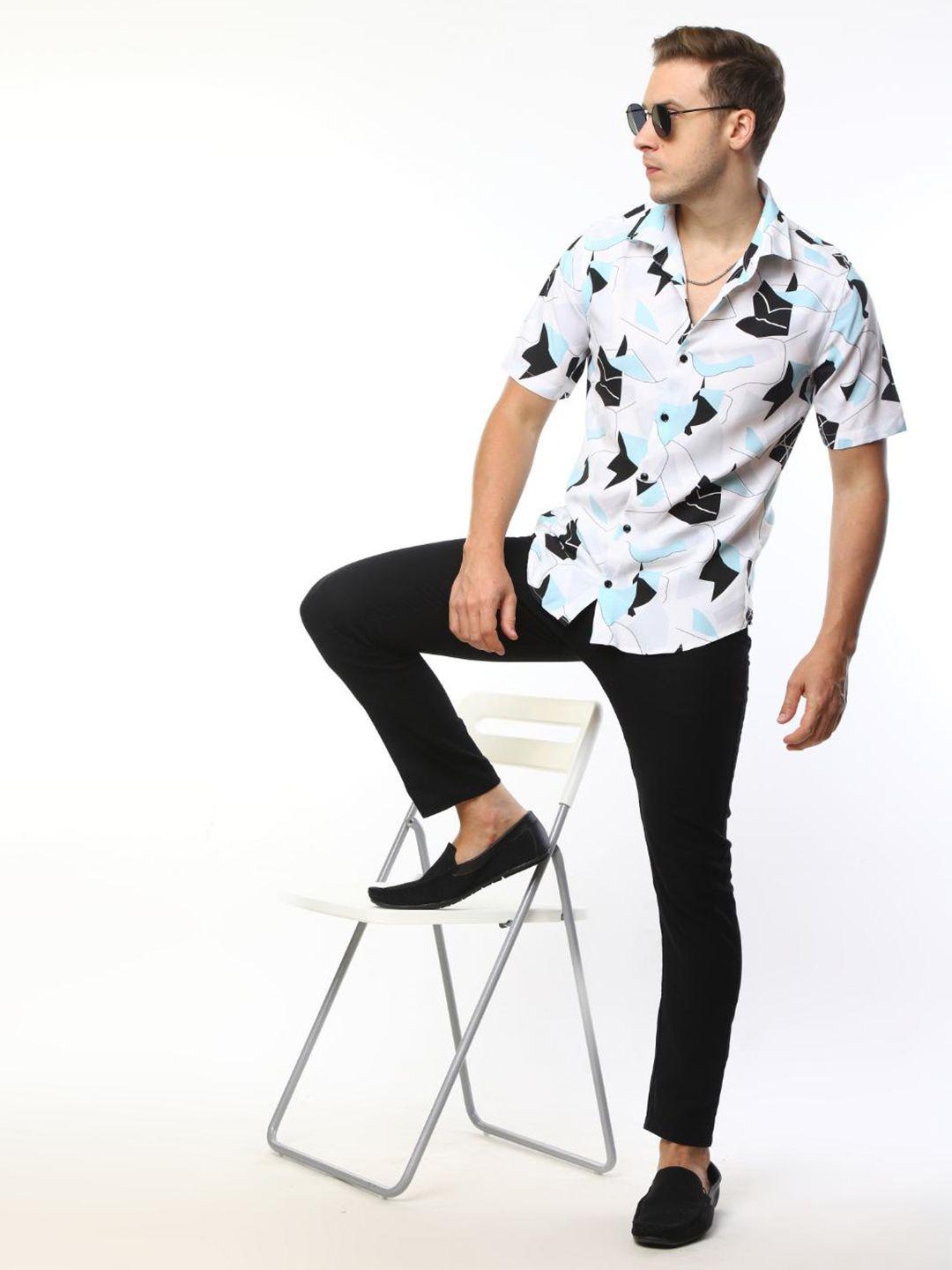 fly 69 men premium slim fit abstract printed casual shirt