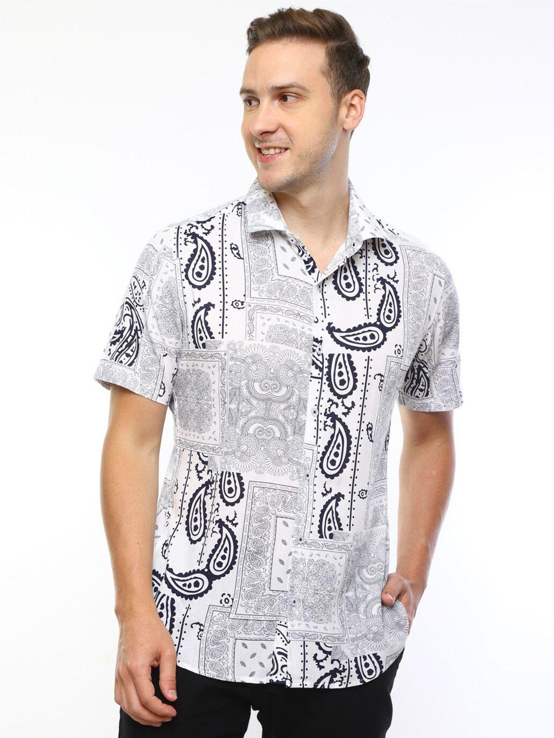 fly 69 paisley ethnic motifs printed premium slim fit opaque casual shirt
