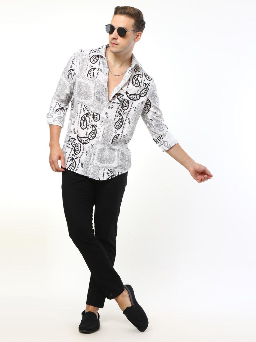 fly 69 premium slim fit ethnic motifs printed pure cotton casual shirt