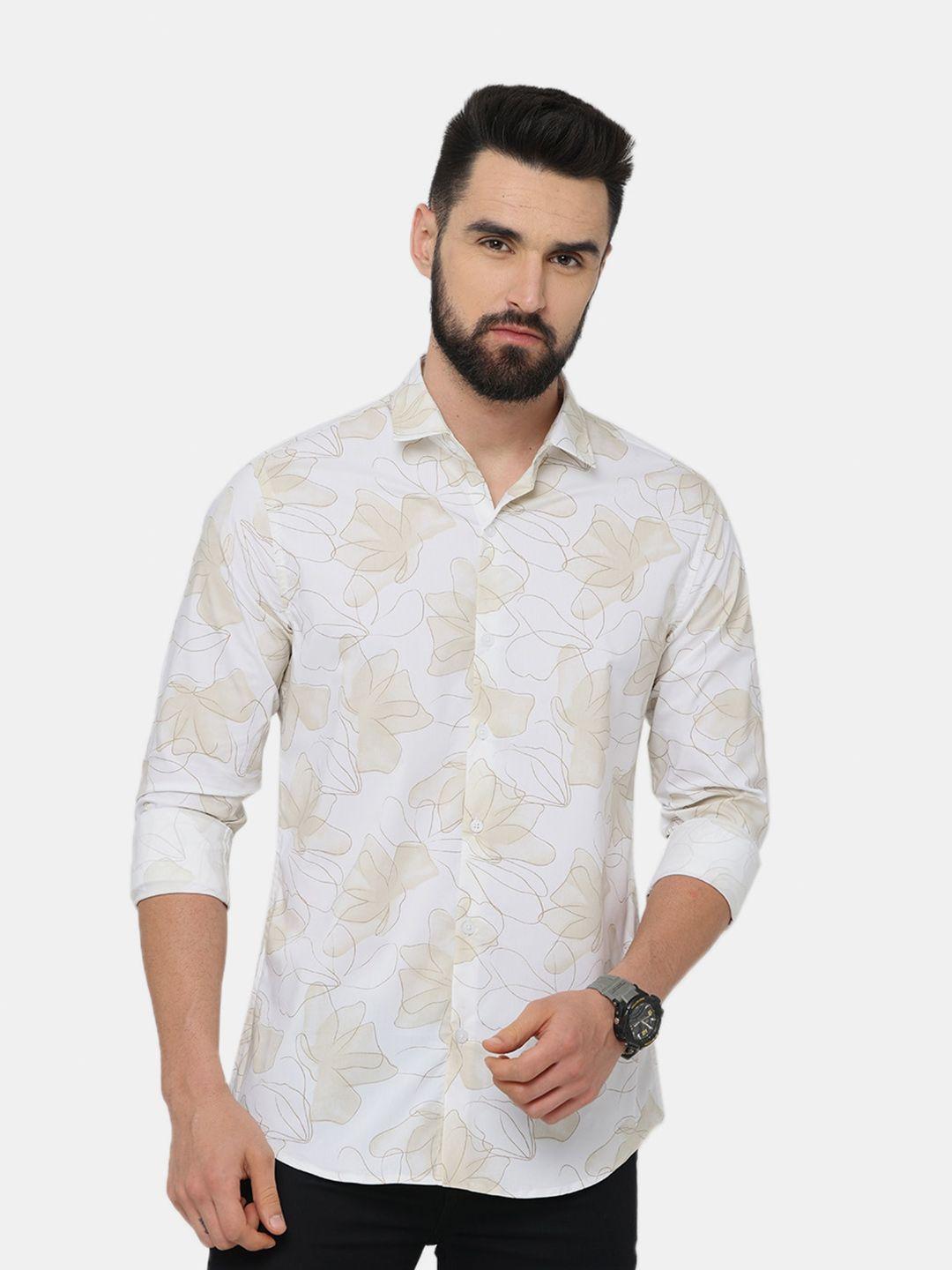 fly 69 premium slim fit floral printed pure cotton casual shirt