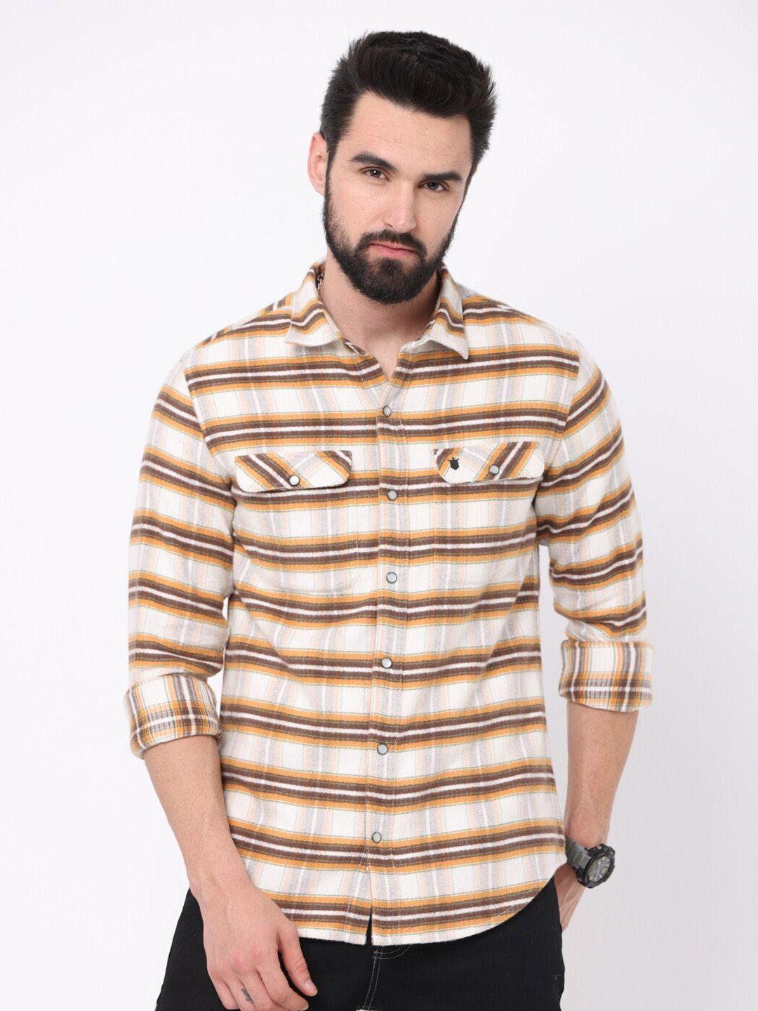 fly 69 premium slim fit horizontal striped pure cotton casual shirt