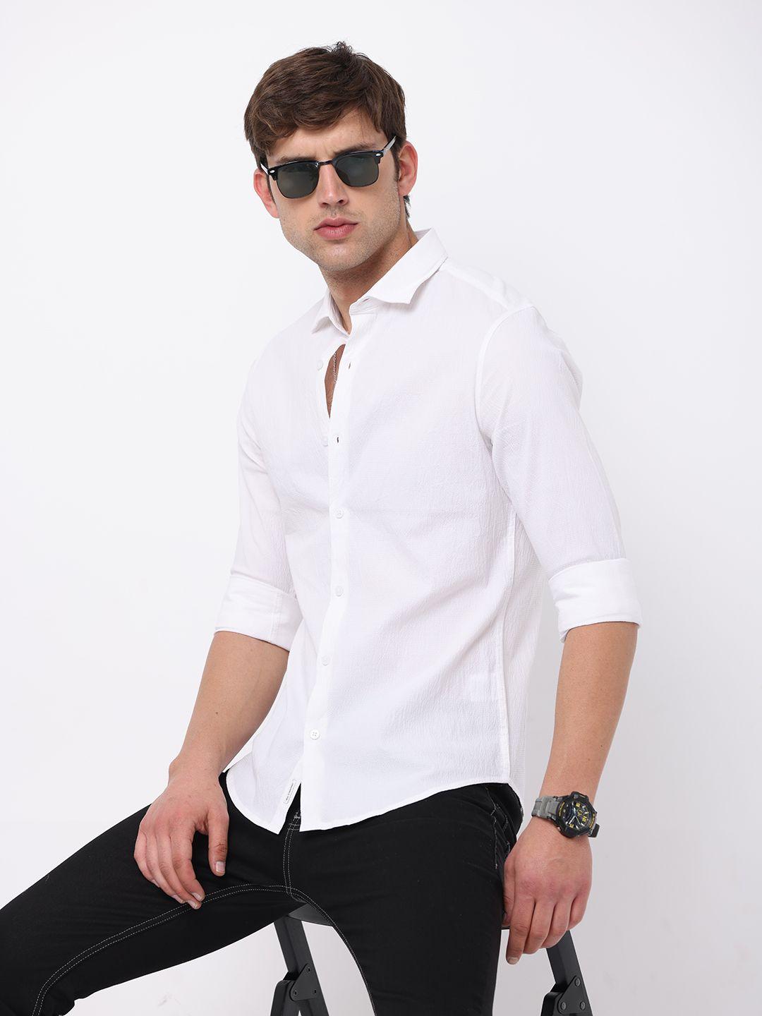 fly 69 premium slim fit spread collar long sleeves cotton casual shirt