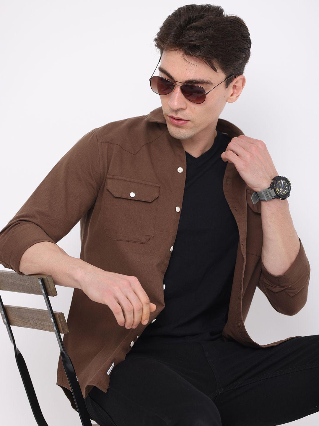 fly 69 premium slim fit spread collar pure cotton casual shirt