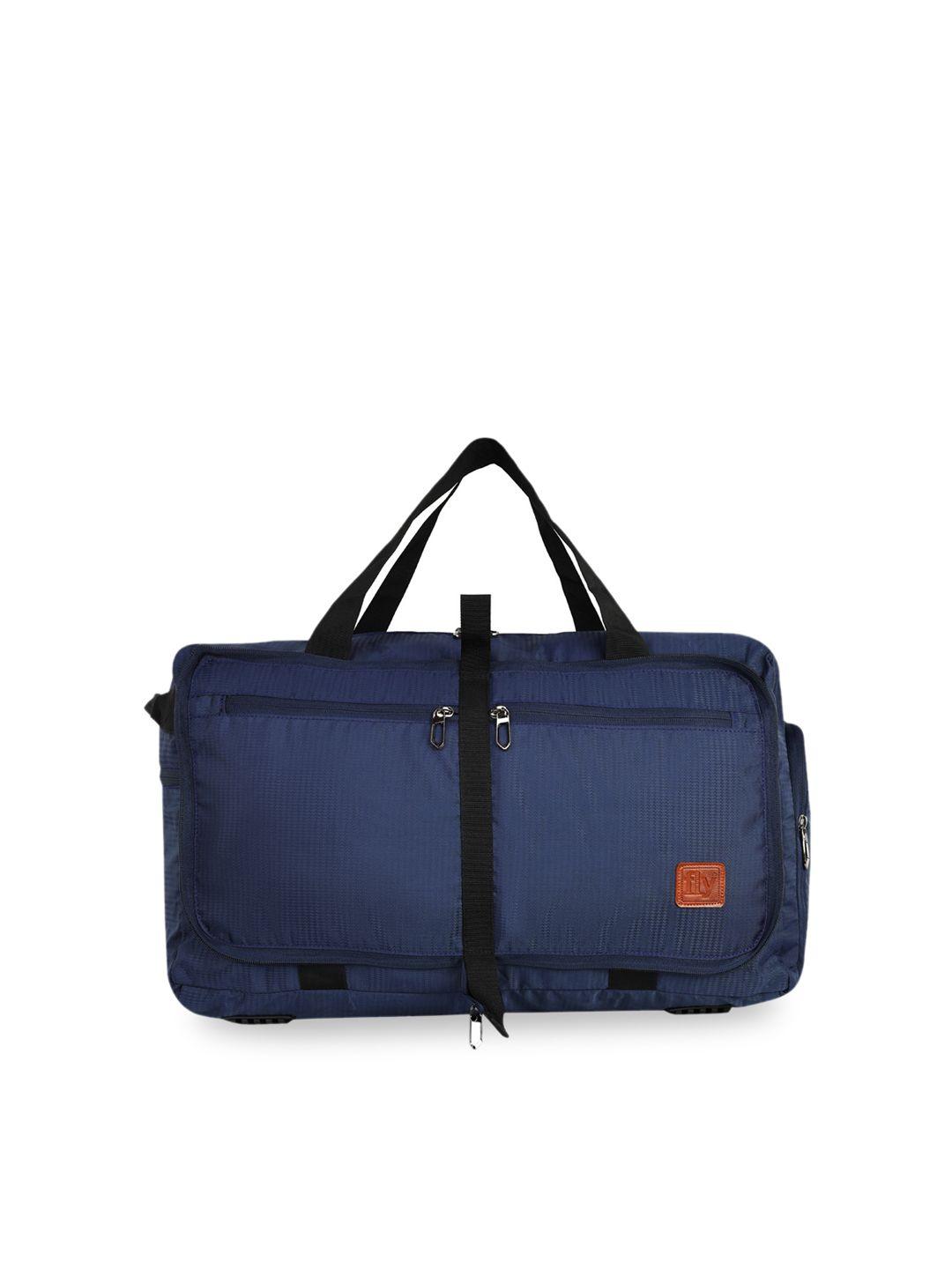 fly fashion blue & black textured foldable duffle bag