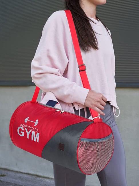 fly fashion red color block medium gym bag