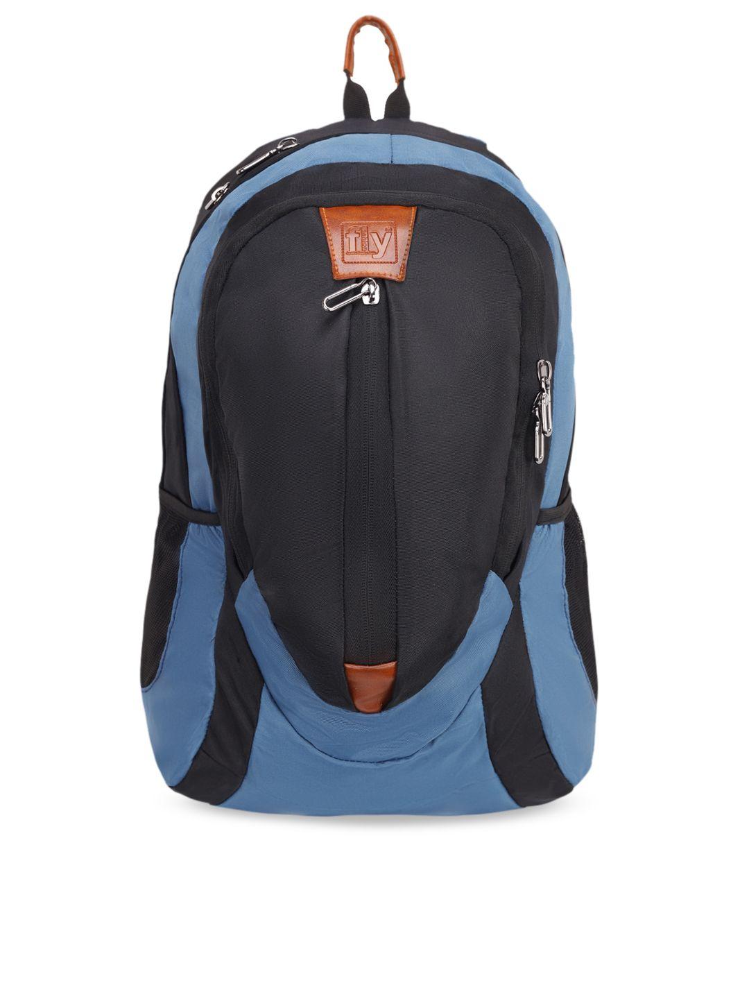 fly fashion unisex black & blue brand logo backpack