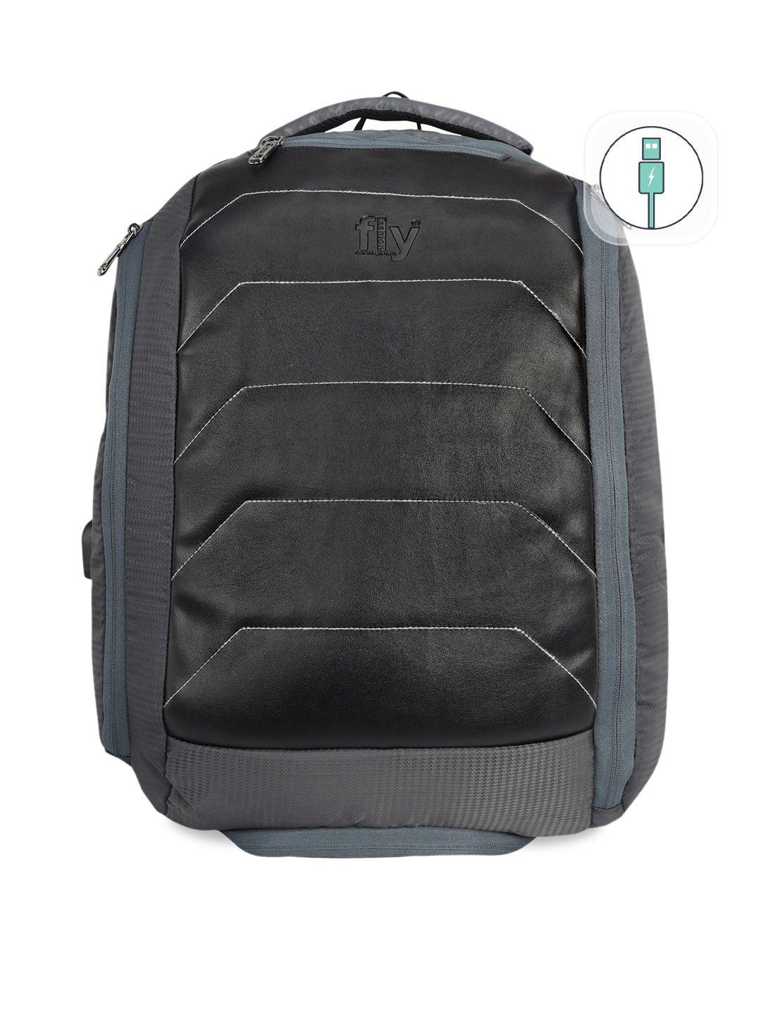 fly fashion unisex grey & black colourblocked backpack