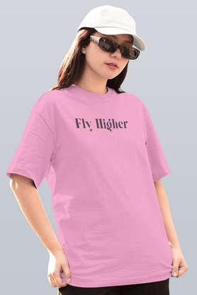 fly higher round neck womens oversized t-shirt - baby pink
