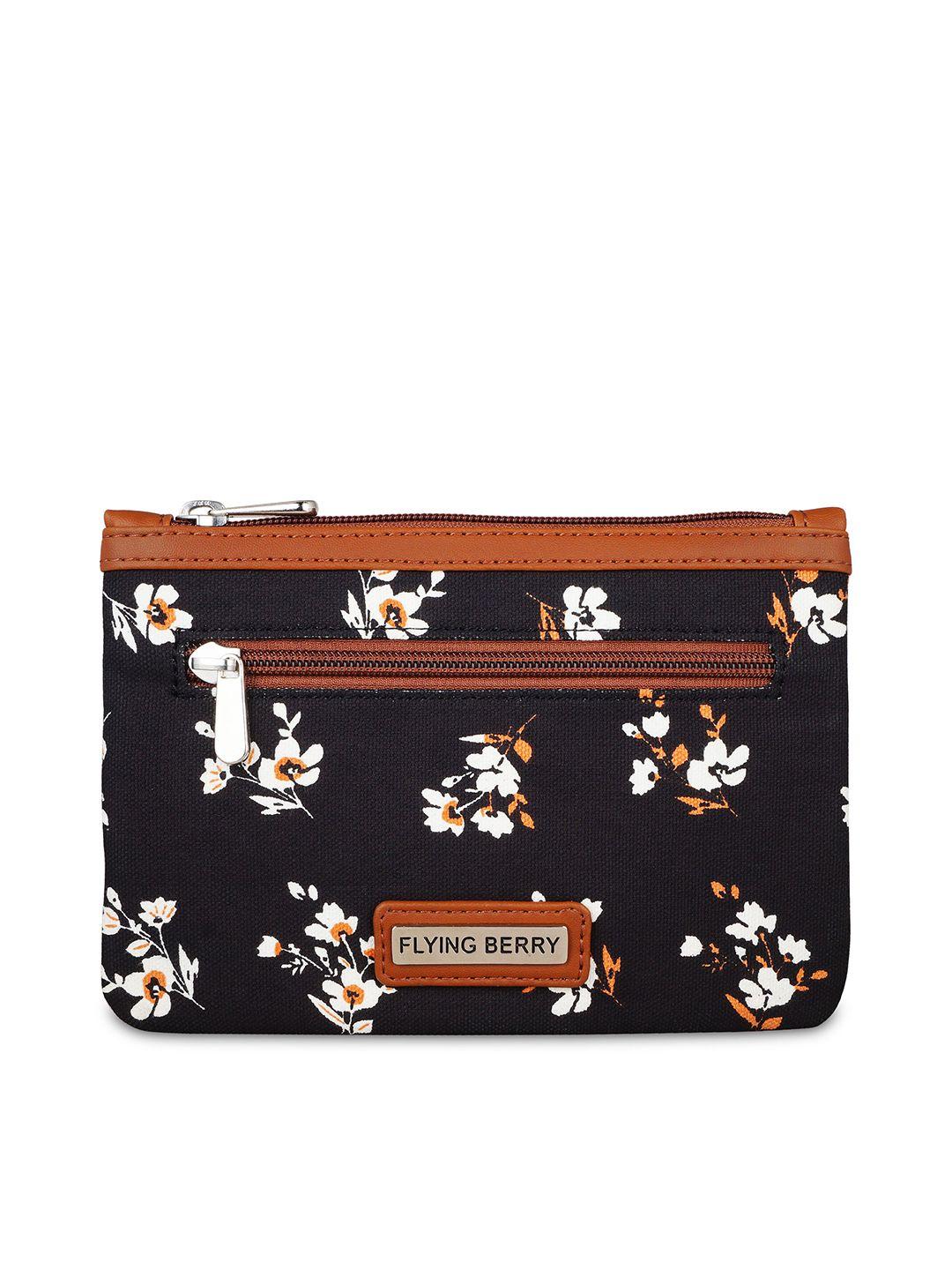 flying berry floral printed structured shoulder bag with pouch