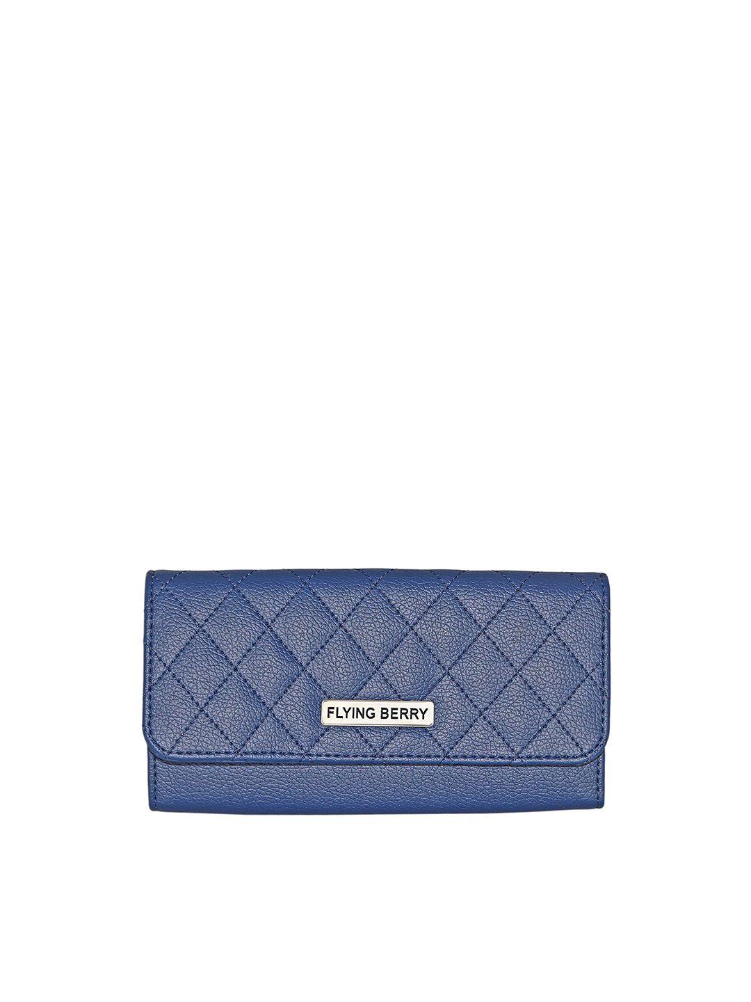 flying berry women blue checked purse with quilted detailing