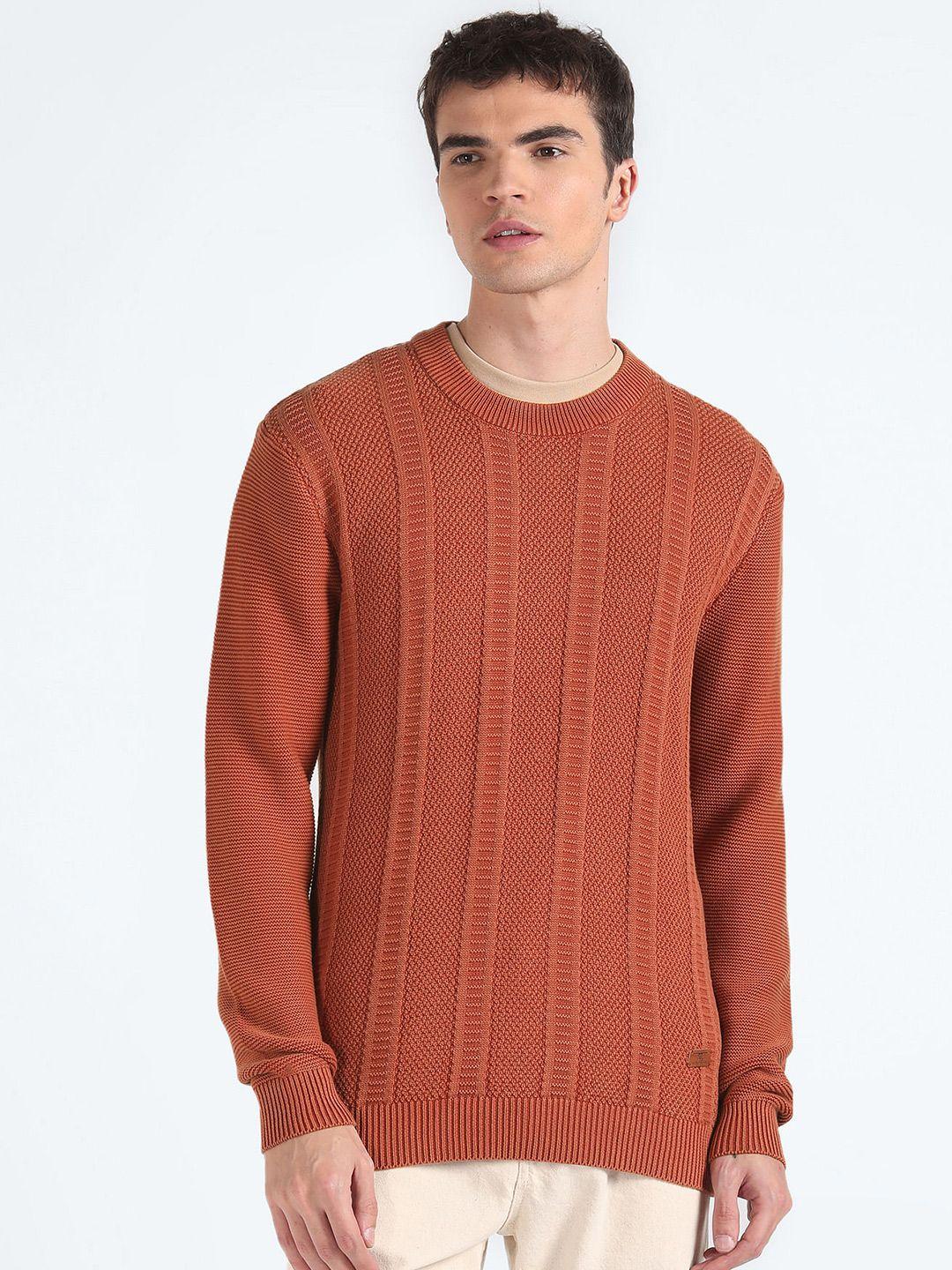 flying-machine-cable-knit-long-sleeves-pure-cotton-pullover-sweater