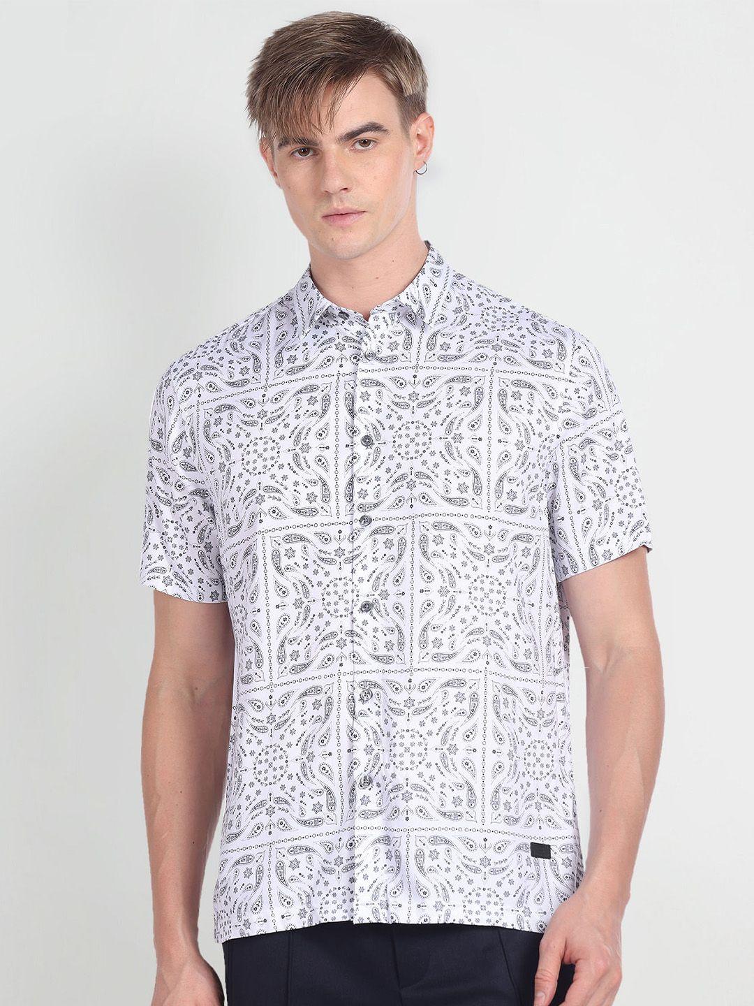 flying machine ethnic motifs printed casual shirt