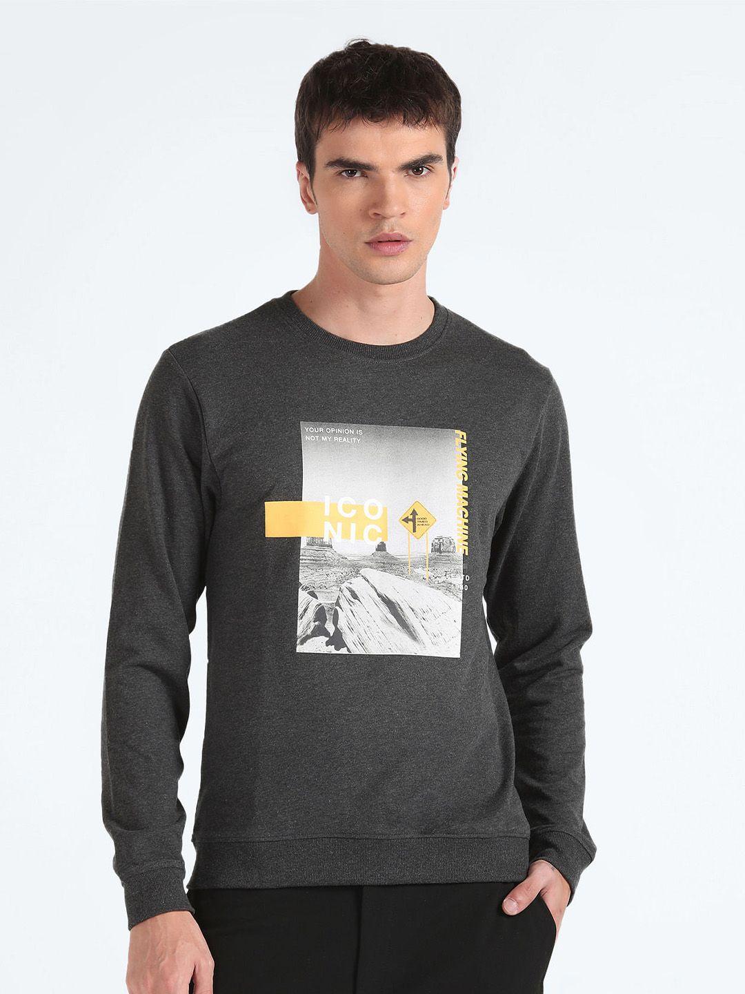 flying machine graphic printed hooded pullover sweatshirt