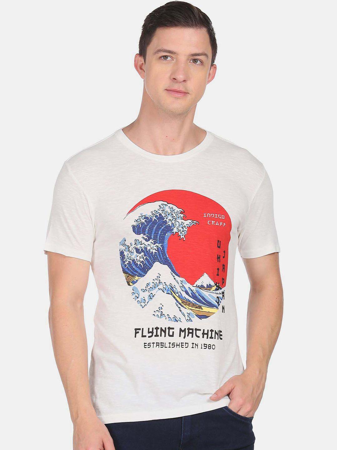 flying machine graphic printed round neck pure cotton t-shirt